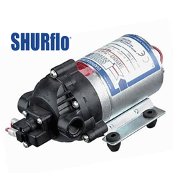 Shurflo brand electric pump with Shurflo brand logo