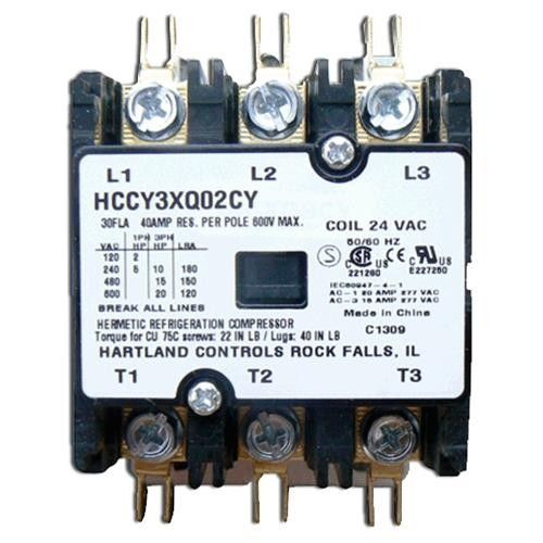 Hartland Controls HCC-3XQ04CG128 Contactor 3 Pole 24 VAC Coil