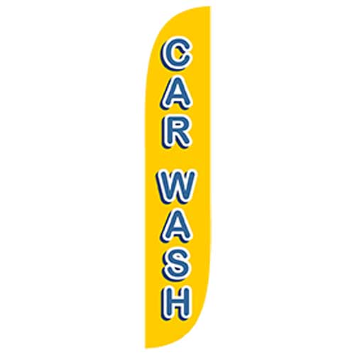 12 ft Car Wash Flag Car Wash (Yellow with Blue Lettering)