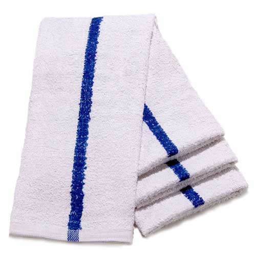 blue and white striped towels