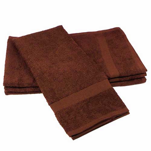 brown and green towels