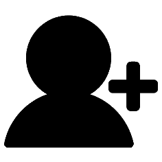 Silhouette of person with plus sign icon